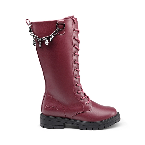 Girls Non-Slip Knee High Riding Boots - RED WINE - 2